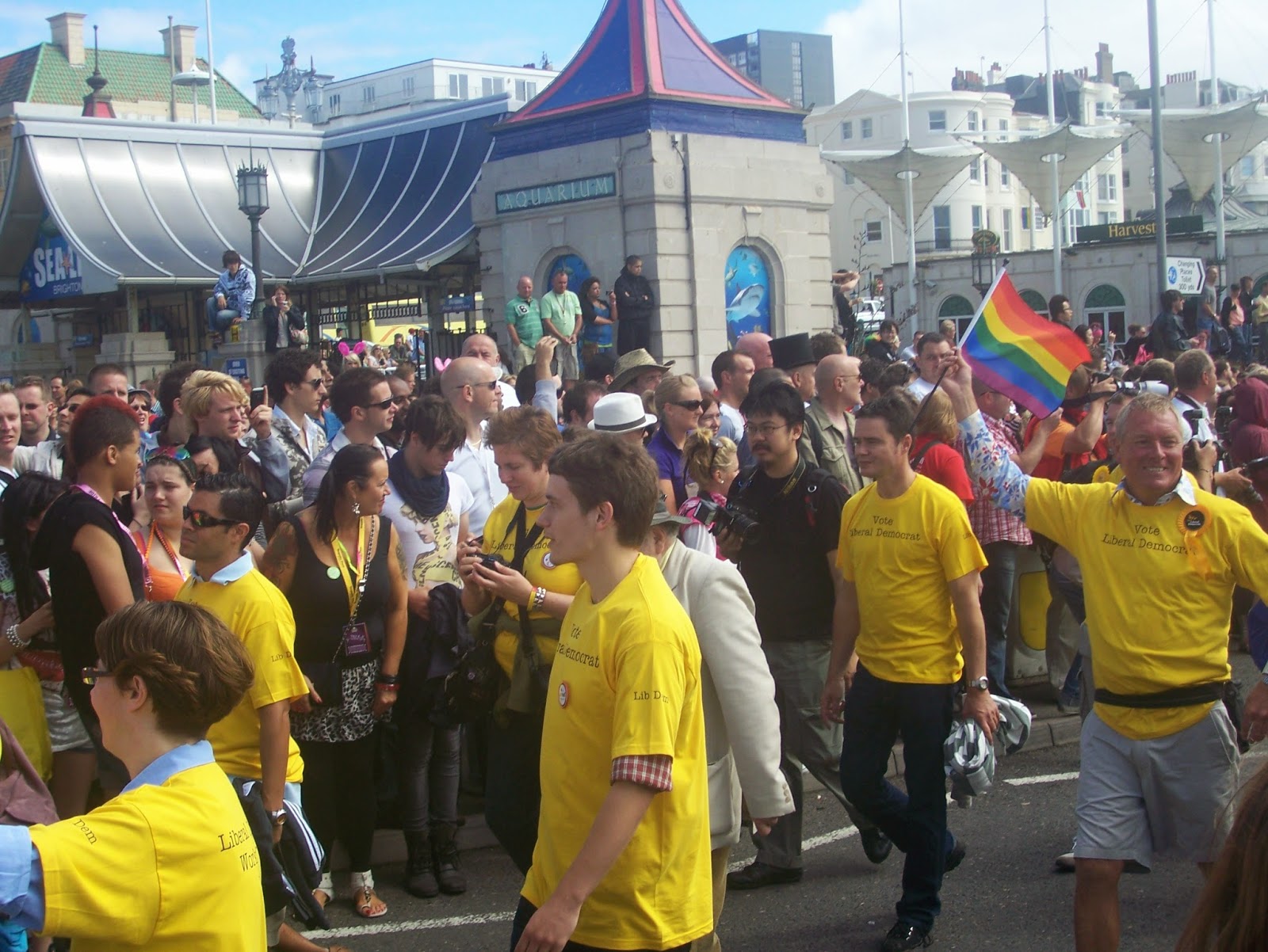 Lib Dems marching at Brighton Pride in 2010